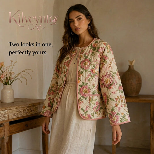 Kilveynto™ Côte Fleur Quilted Floral Jacket — Women’s Reversible Lightweight Vacation Layer